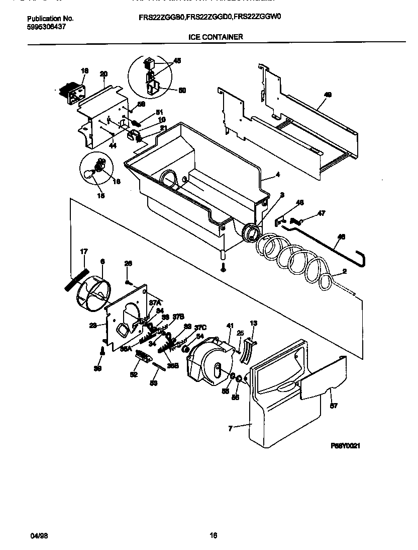 Frigidaire FRS22ZGGW0 ice container diagram