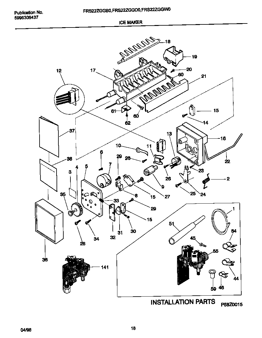 Frigidaire FRS22ZGGW0 ice maker diagram