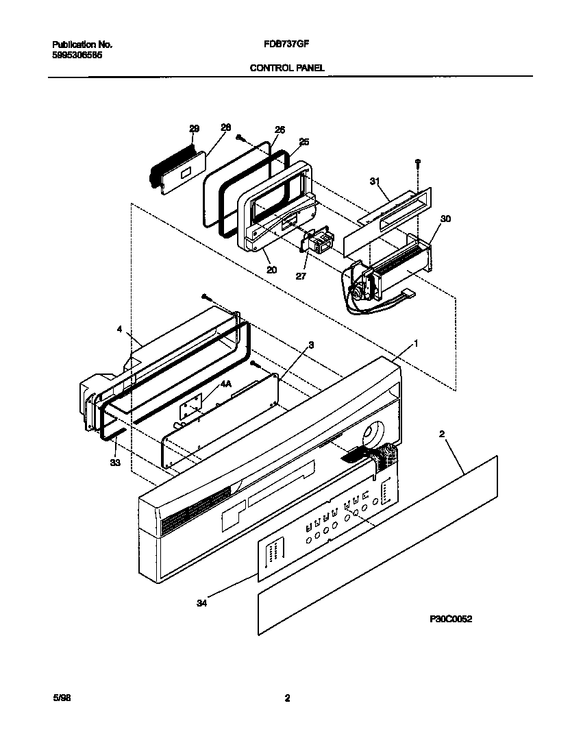 Frigidaire FDB737GFS2 control panel diagram