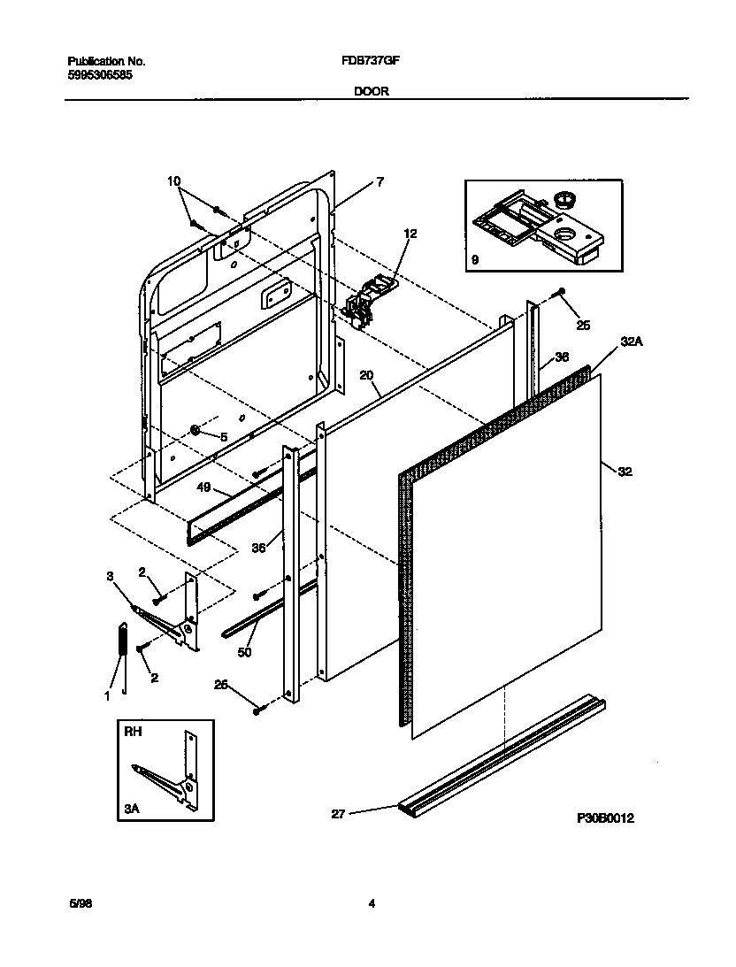 Frigidaire FDB737GFS2 door diagram