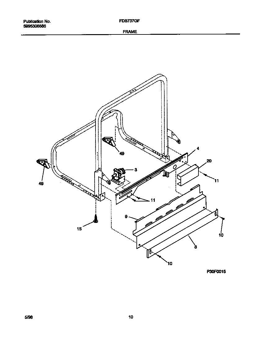 Frigidaire FDB737GFS2 frame diagram