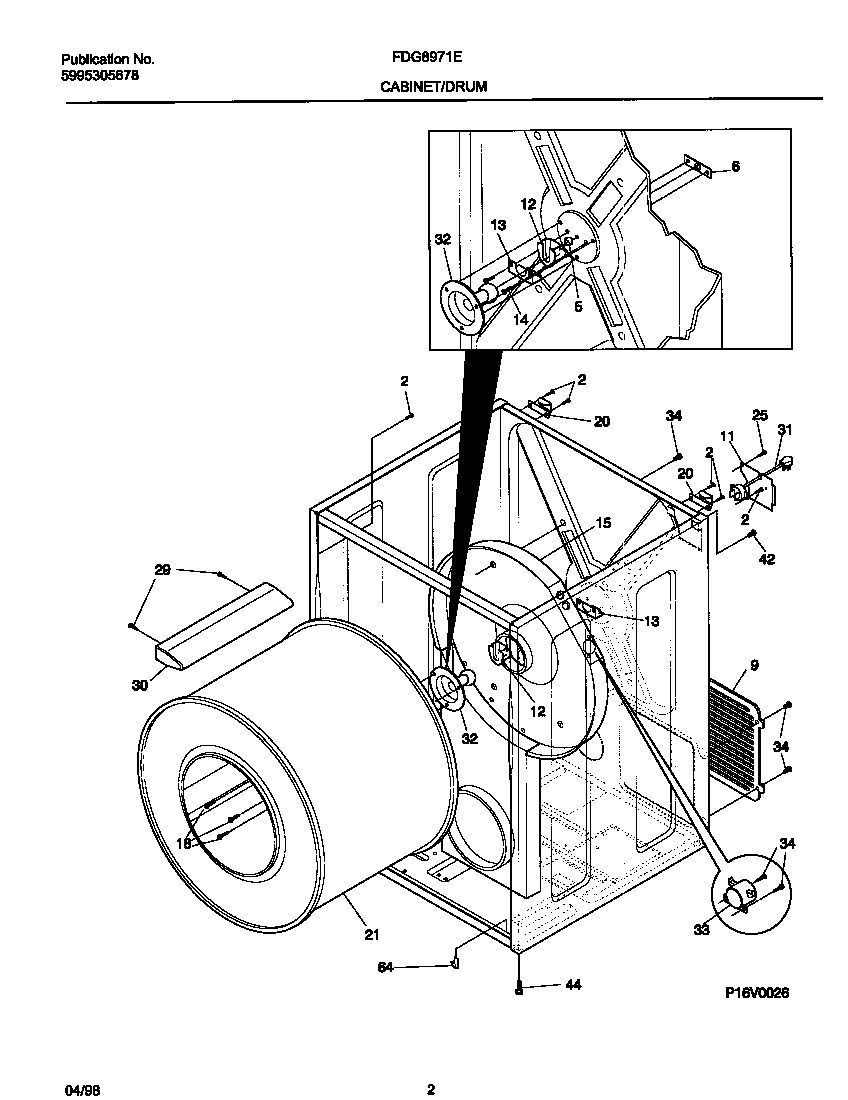 Frigidaire FDG8971EW1 cabinet/drum diagram