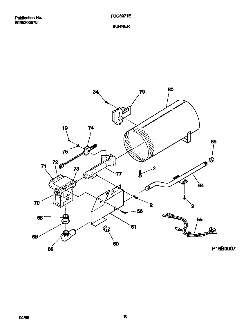 Frigidaire FDG8971EW1 burner diagram
