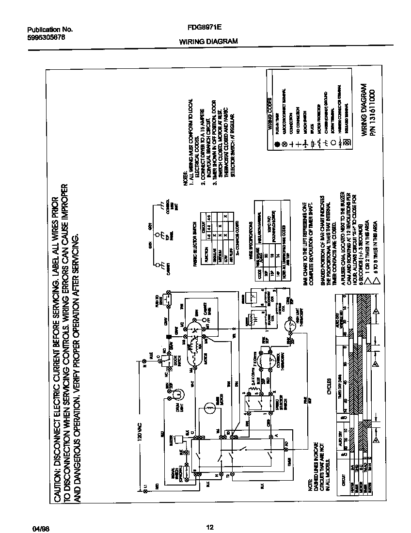 Frigidaire FDG8971EW1 wiring diagram diagram