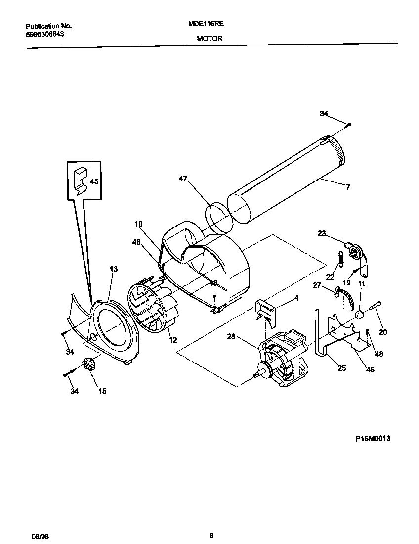 Universal/Multiflex (Frigidaire) MDE116REW1 motor diagram