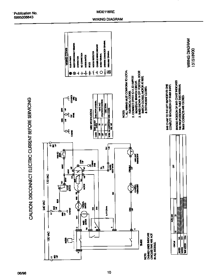 Universal/Multiflex (Frigidaire) MDE116REW1 wiring diagram diagram