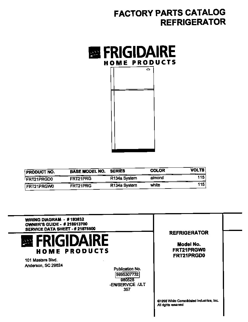 Frigidaire FRT21PRGD0 cover diagram