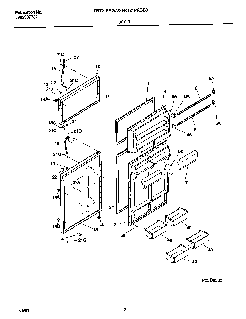 Frigidaire FRT21PRGD0 door diagram