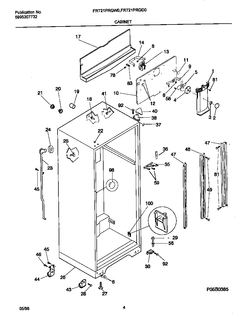 Frigidaire FRT21PRGD0 cabinet diagram