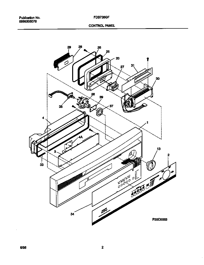 Frigidaire FDB736GFS4 control panel diagram