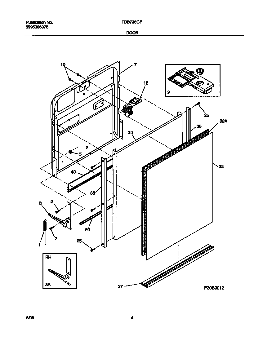 Frigidaire FDB736GFS4 door diagram