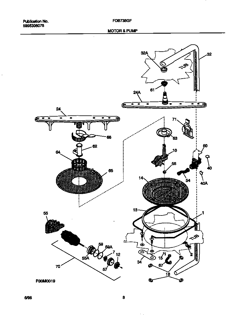 Frigidaire FDB736GFS4 motor and pump diagram