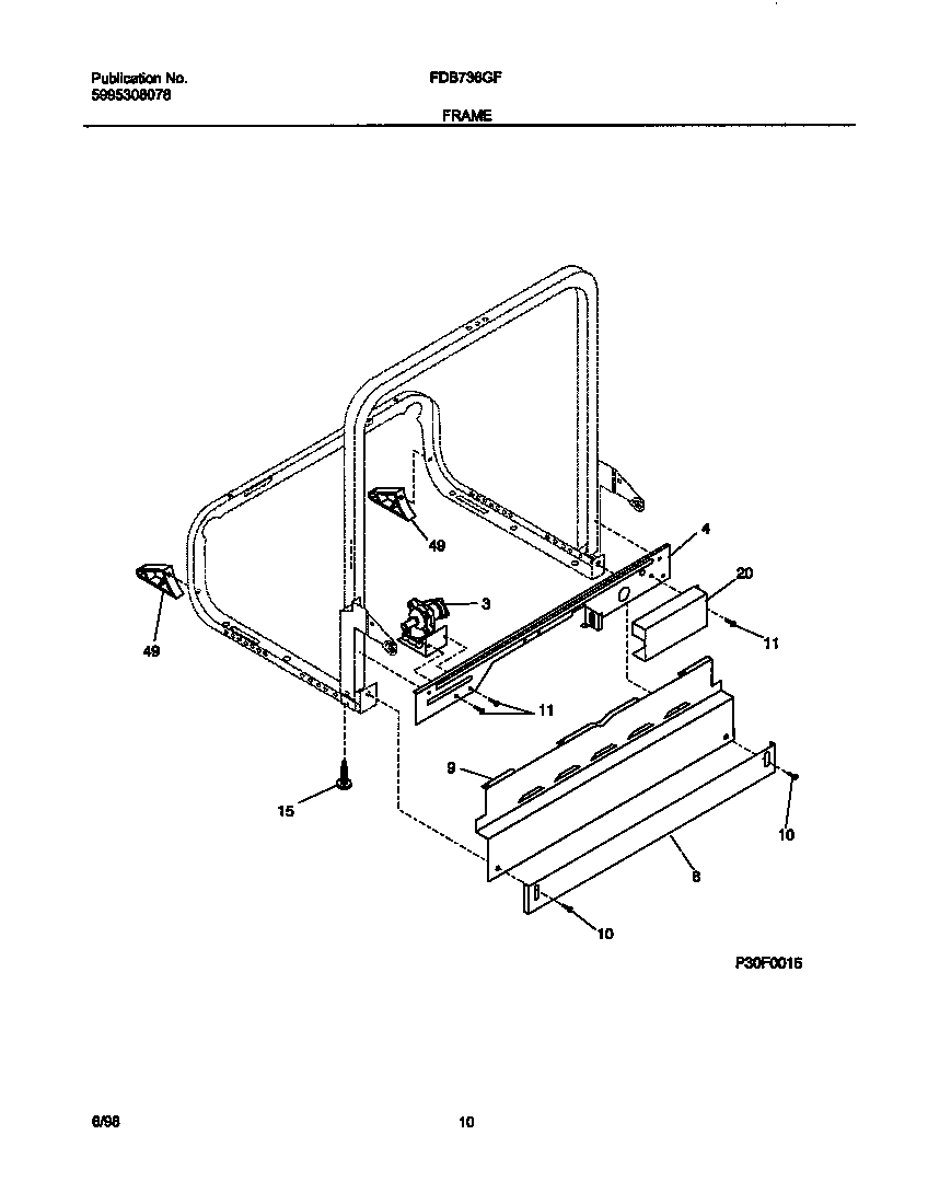 Frigidaire FDB736GFS4 frame diagram