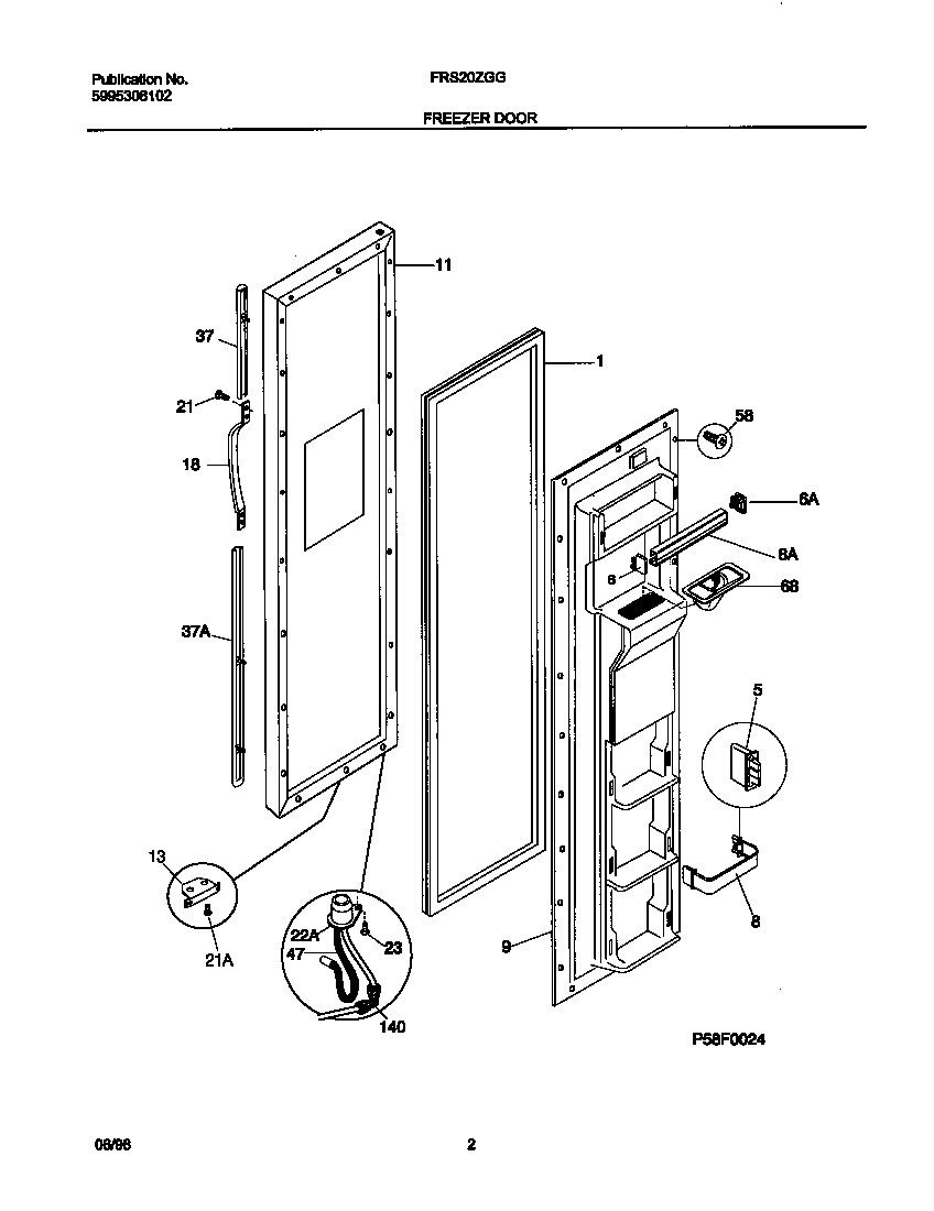 Frigidaire FRS20ZGGW1 freezer door diagram