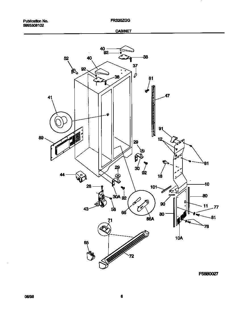 Frigidaire FRS20ZGGW1 cabinet diagram