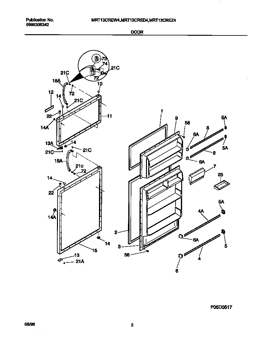Universal/Multiflex (Frigidaire) MRT13CRED4 door diagram