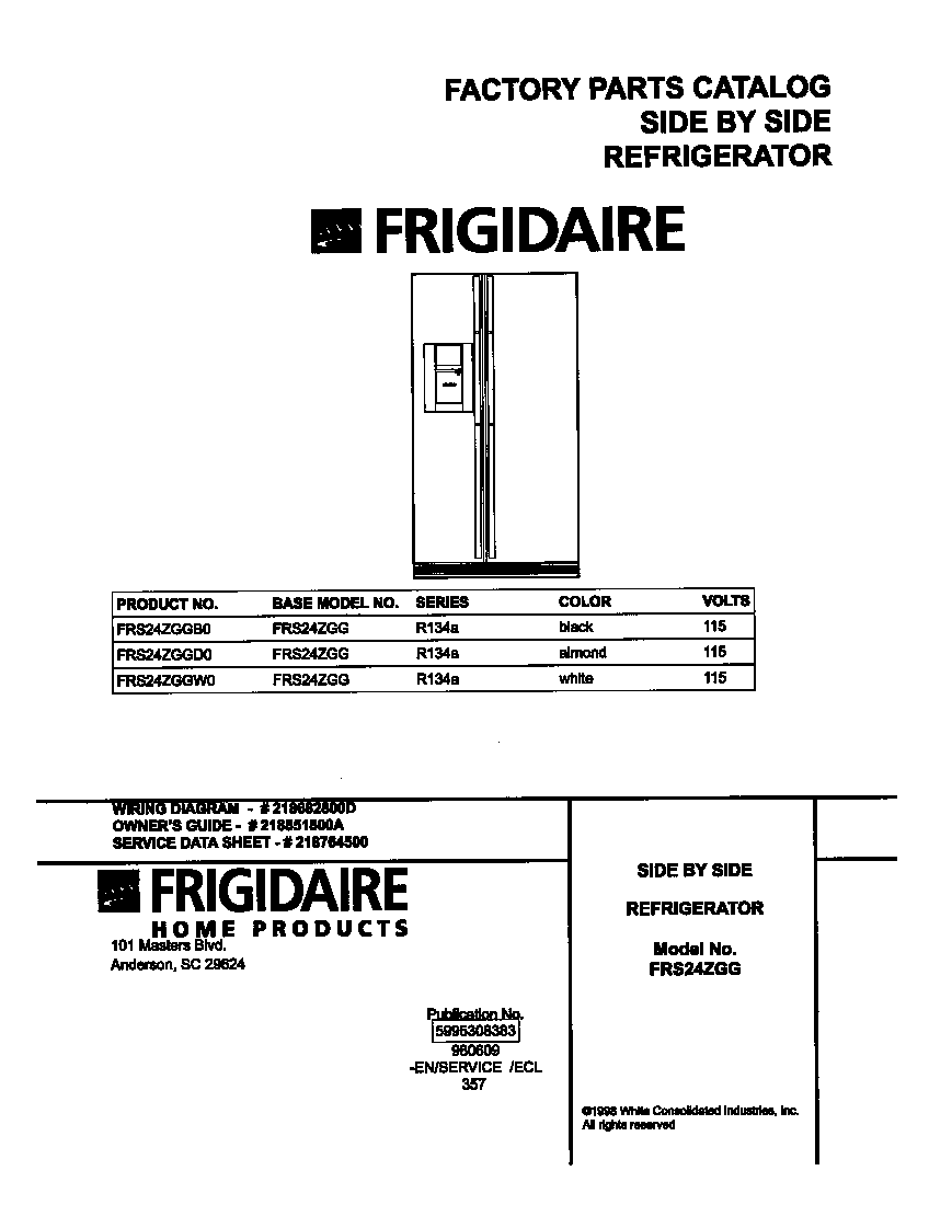 Frigidaire FRS24ZGGB0 cover diagram