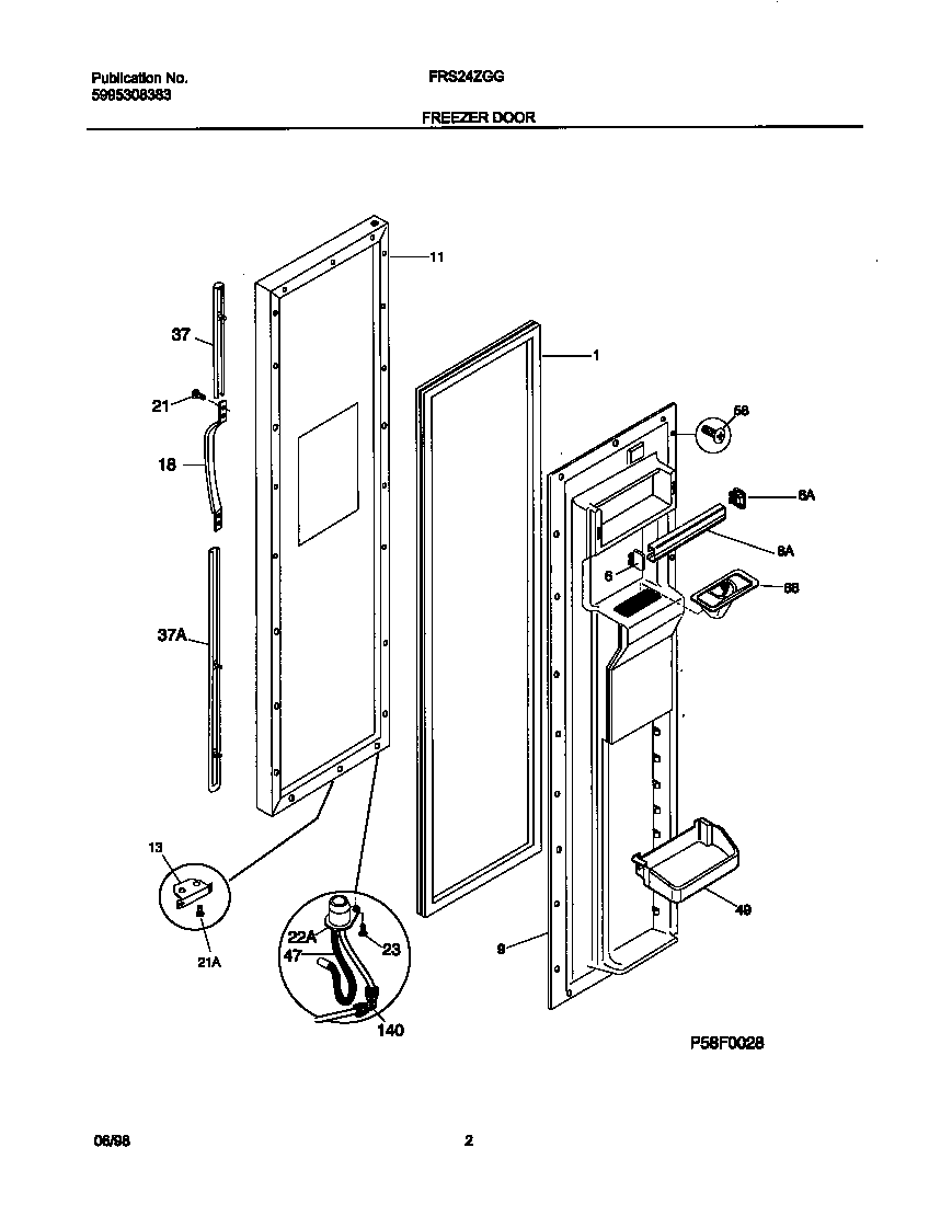 Frigidaire FRS24ZGGB0 freezer door diagram