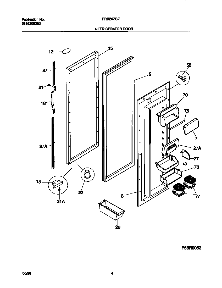 Frigidaire FRS24ZGGB0 refrigerator door diagram
