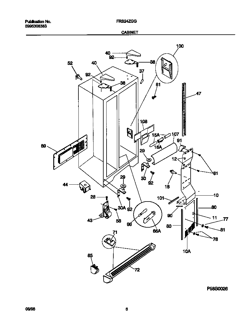 Frigidaire FRS24ZGGB0 cabinet diagram