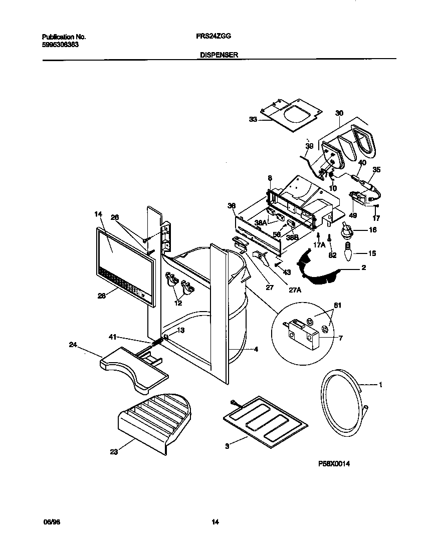 Frigidaire FRS24ZGGB0 i&w dispenser diagram