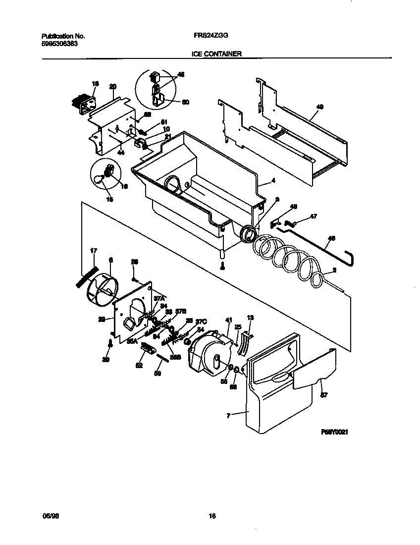 Frigidaire FRS24ZGGB0 ice container diagram