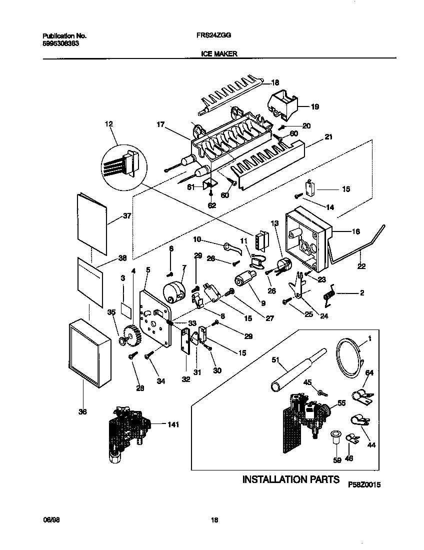 Frigidaire FRS24ZGGB0 ice maker diagram