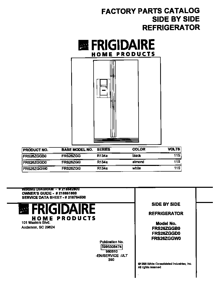 Frigidaire FRS26ZGGB0 cover diagram