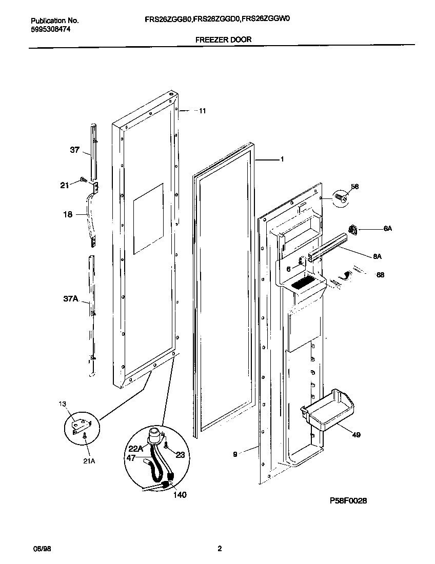 Frigidaire FRS26ZGGB0 freezer door diagram