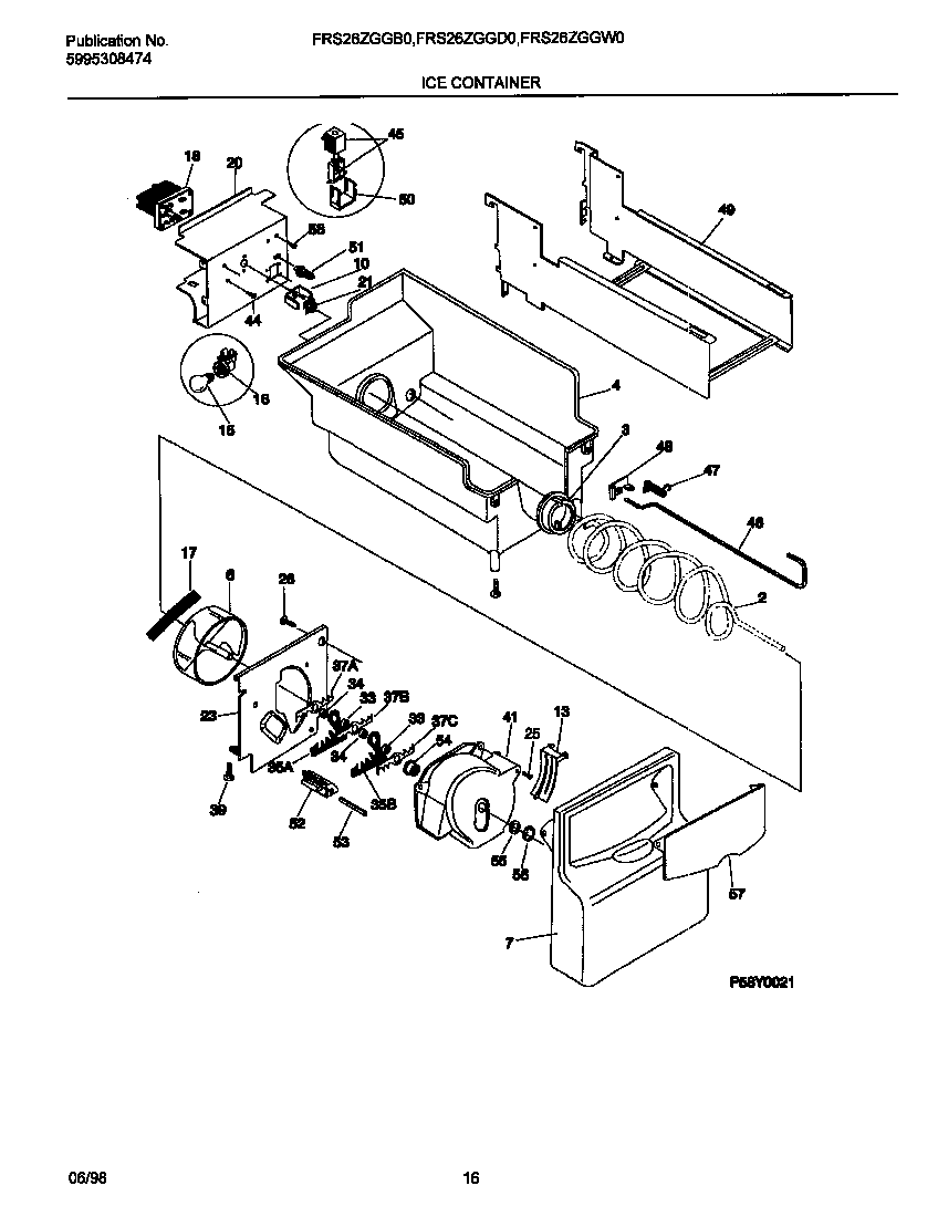 Frigidaire FRS26ZGGB0 ice container diagram