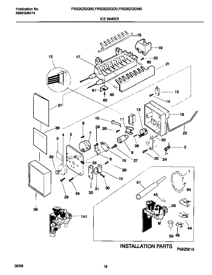 Frigidaire FRS26ZGGB0 ice maker diagram