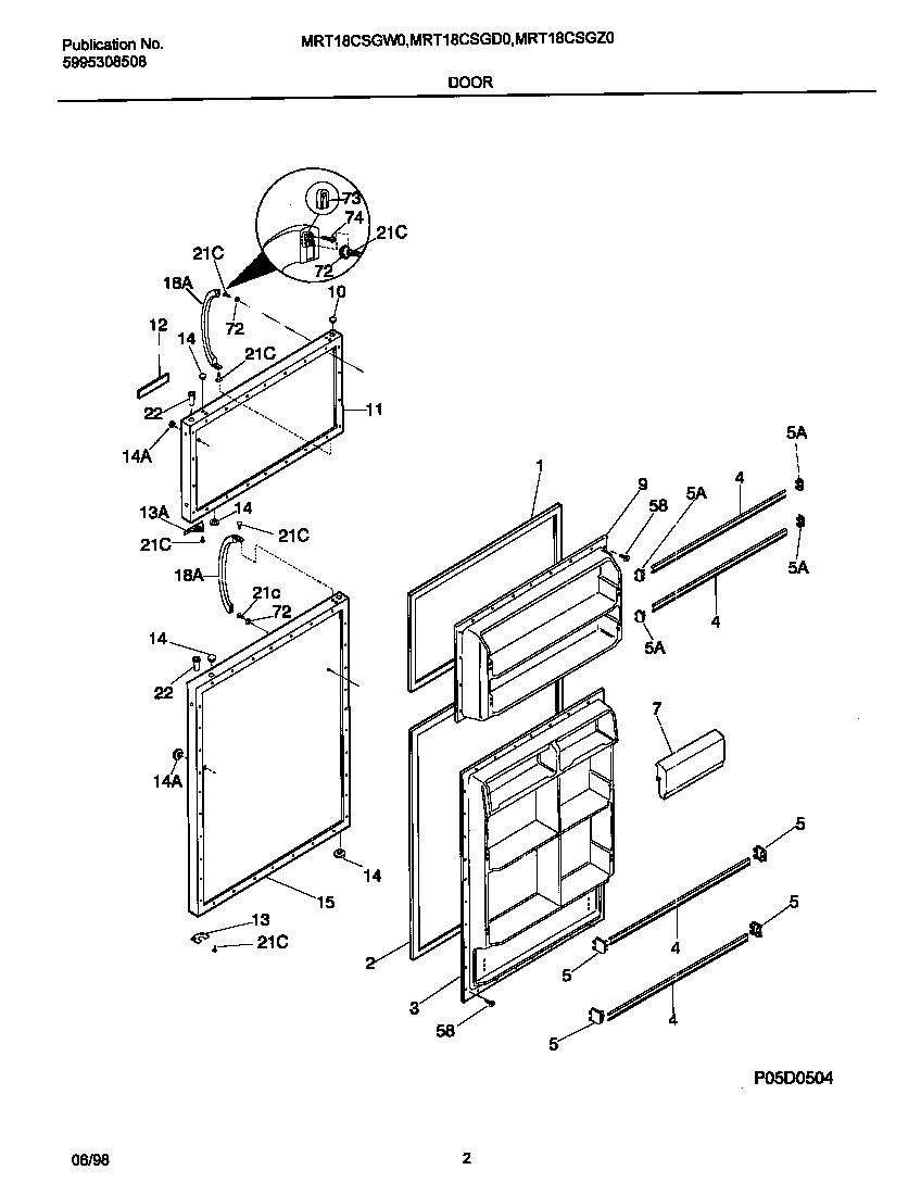 Universal/Multiflex (Frigidaire) MRT18CSGD0 door diagram