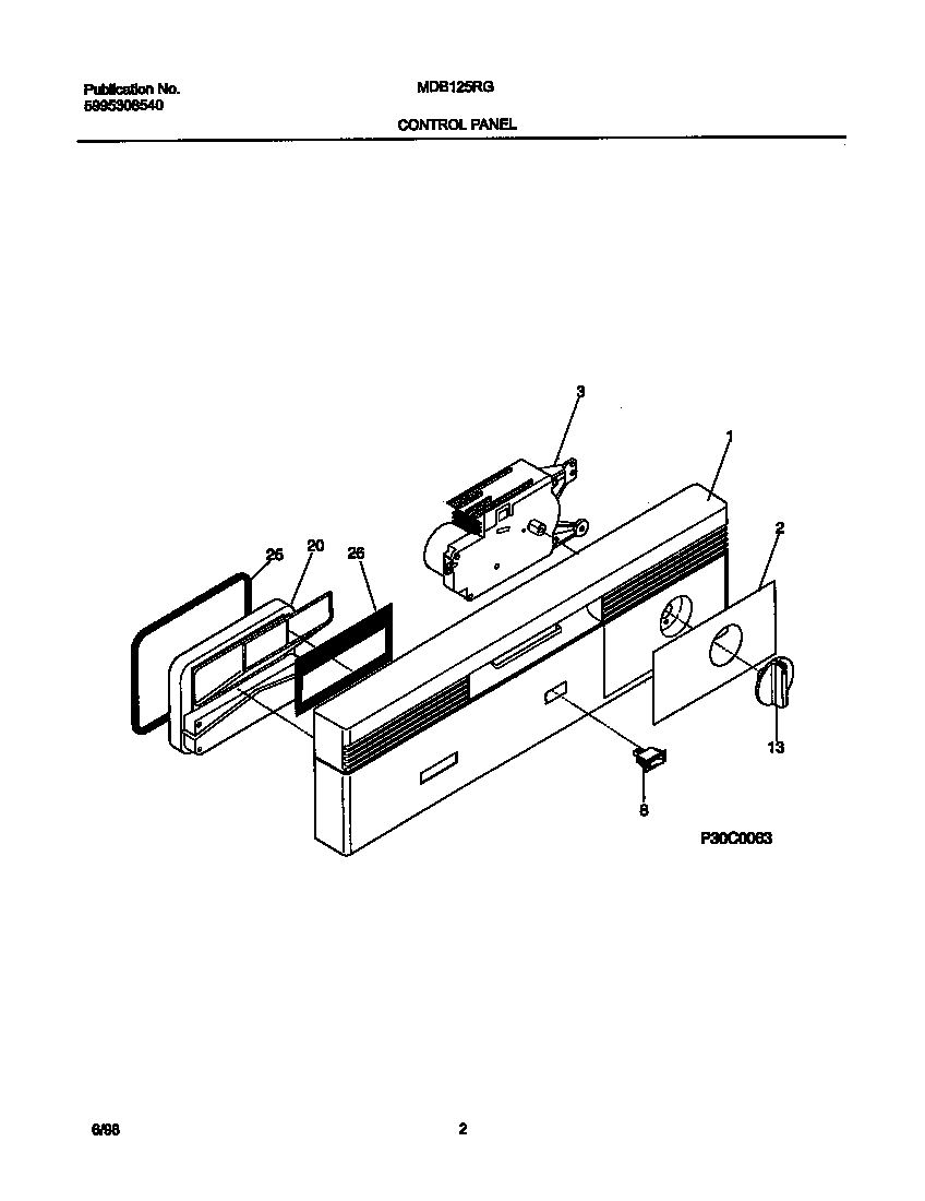 Universal/Multiflex (Frigidaire) MDB125RGR0 control panel diagram