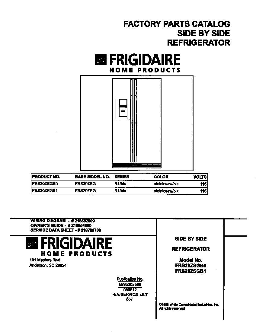 Frigidaire FRS20ZSGB0 cover diagram