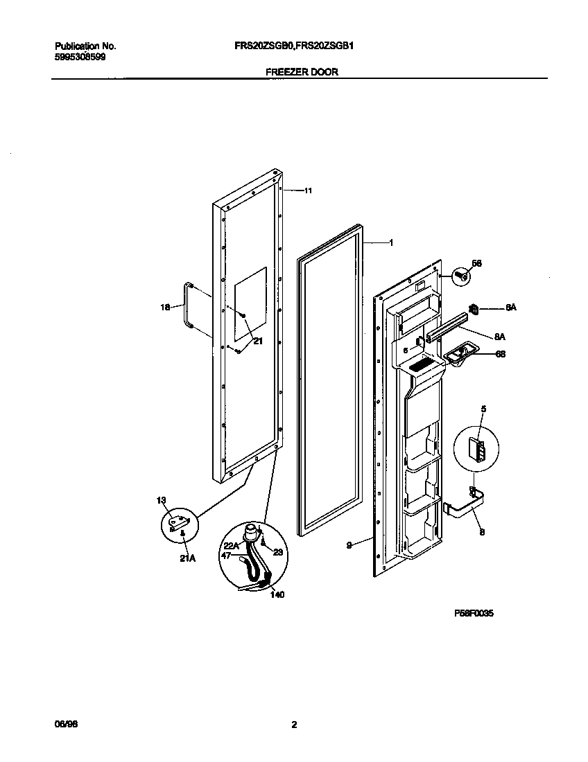 Frigidaire FRS20ZSGB0 freezer door diagram