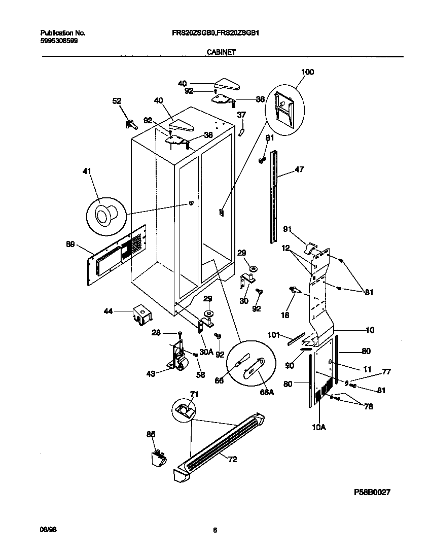 Frigidaire FRS20ZSGB0 cabinet diagram