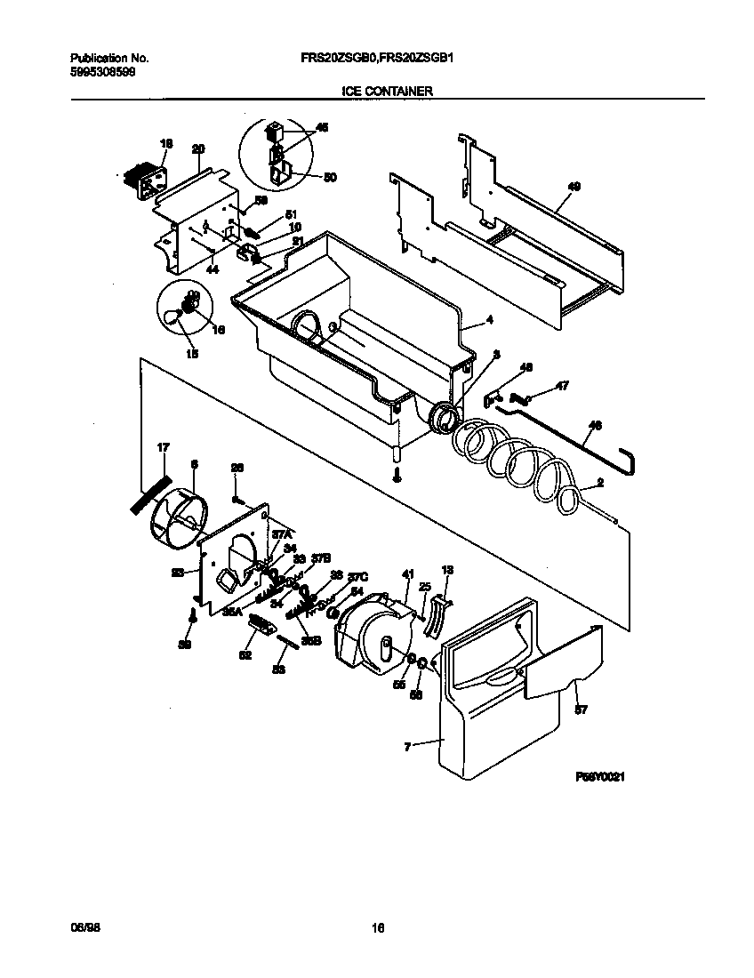 Frigidaire FRS20ZSGB0 ice container diagram