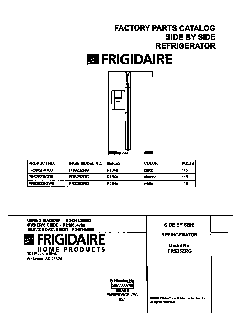 Frigidaire FRS26ZRGD0 cover diagram