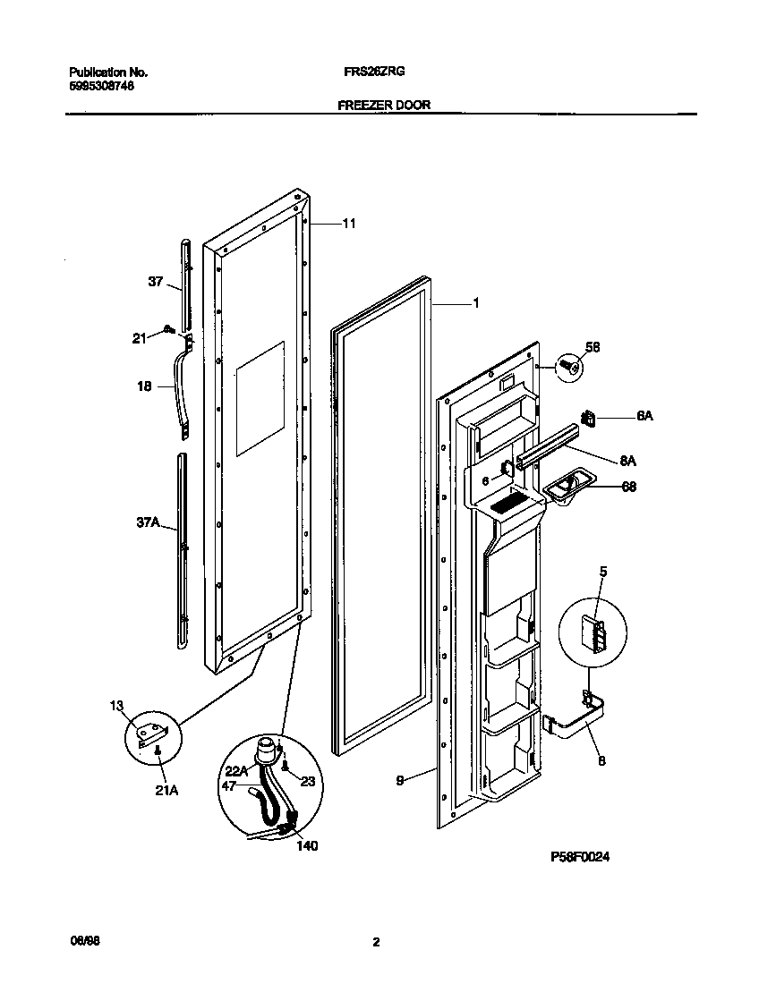 Frigidaire FRS26ZRGD0 freezer door diagram