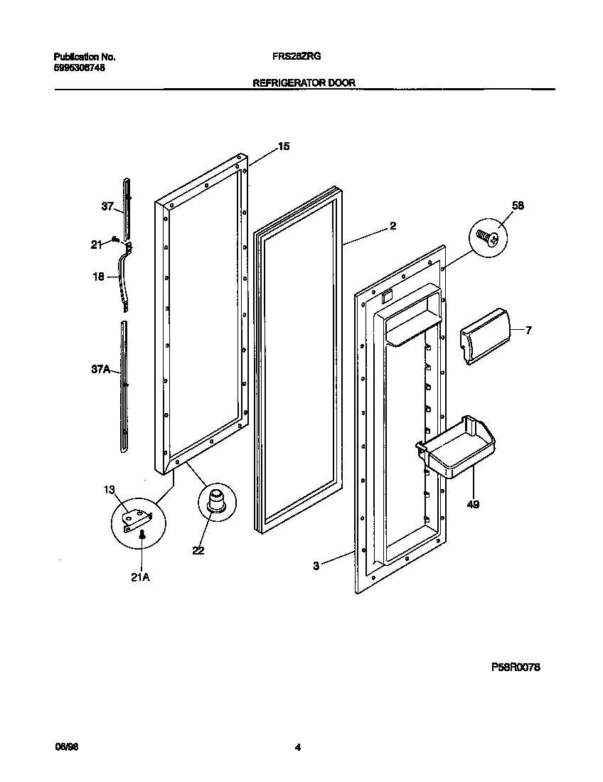 Frigidaire FRS26ZRGD0 refrigerator door diagram