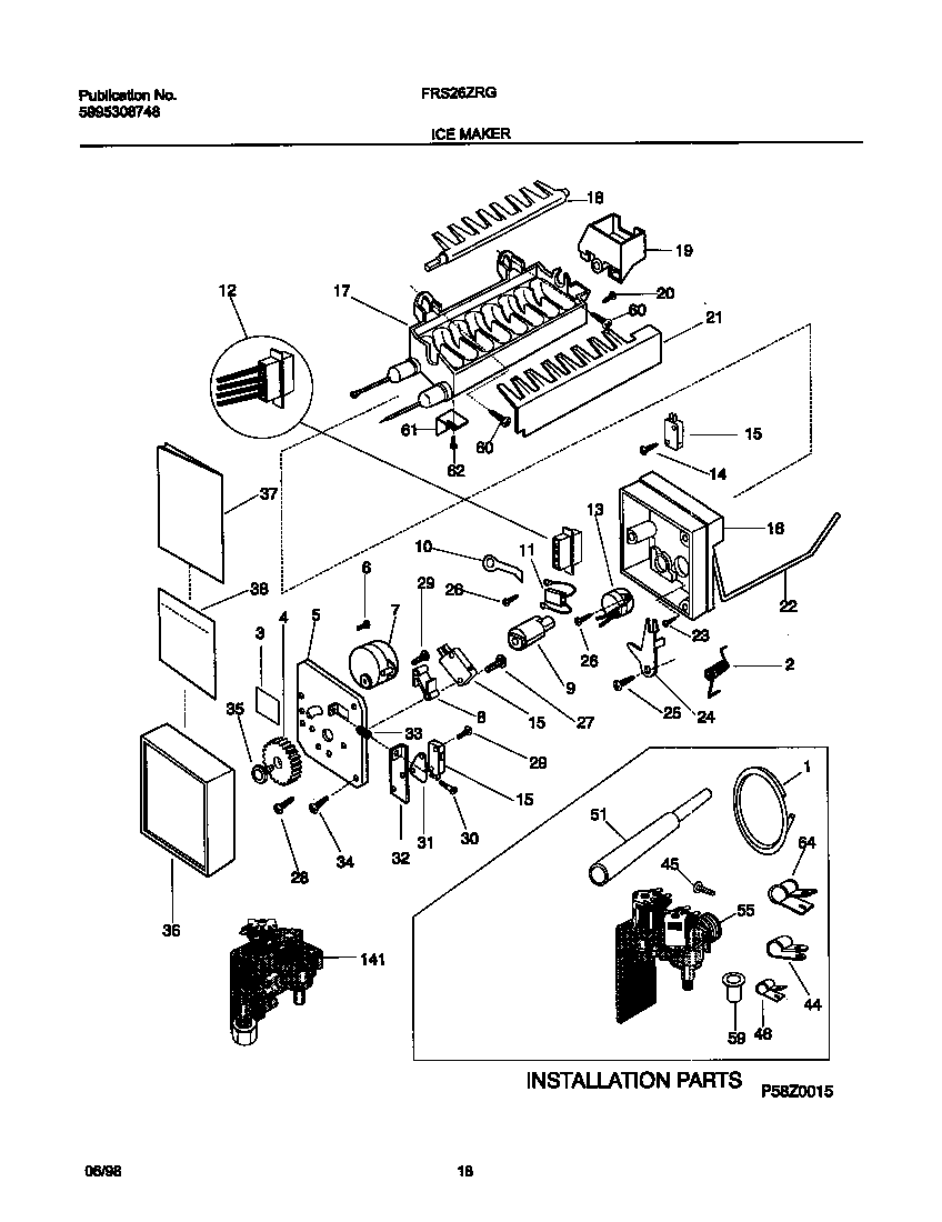 Frigidaire FRS26ZRGD0 ice maker diagram