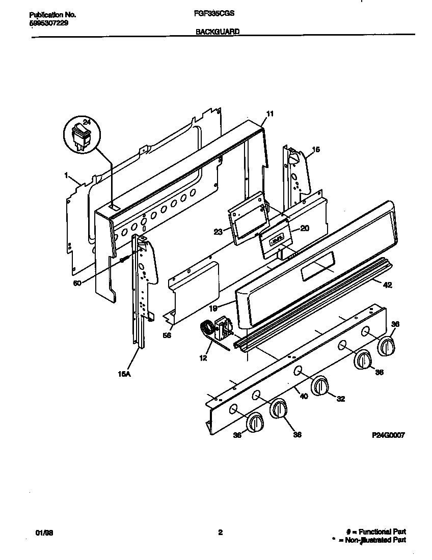 Frigidaire FGF335CGTA backguard diagram