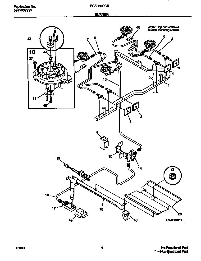 Frigidaire FGF335CGTA burner diagram
