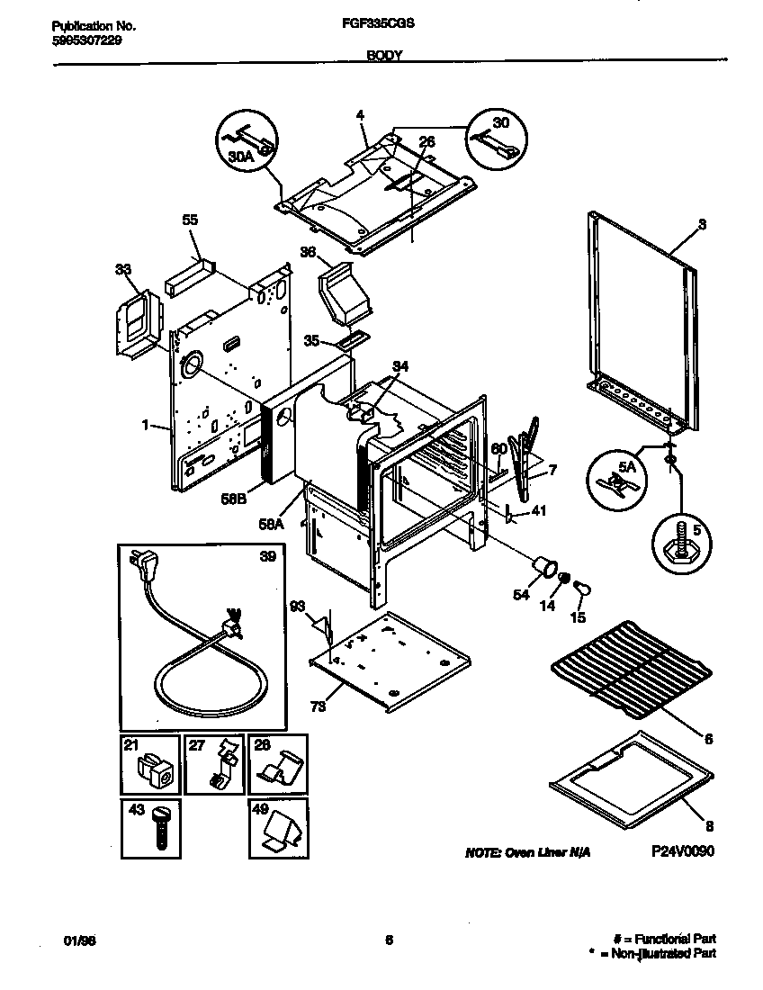 Frigidaire FGF335CGTA body diagram