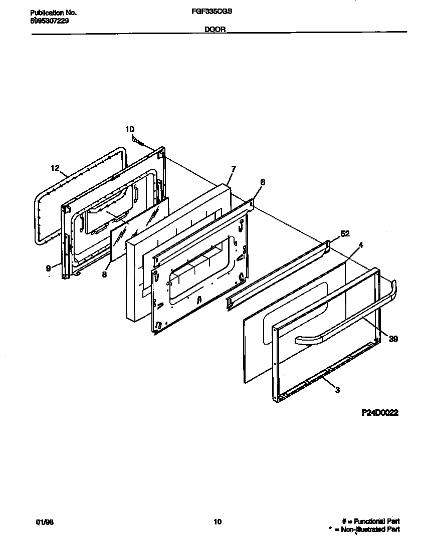 Frigidaire FGF335CGTA door diagram