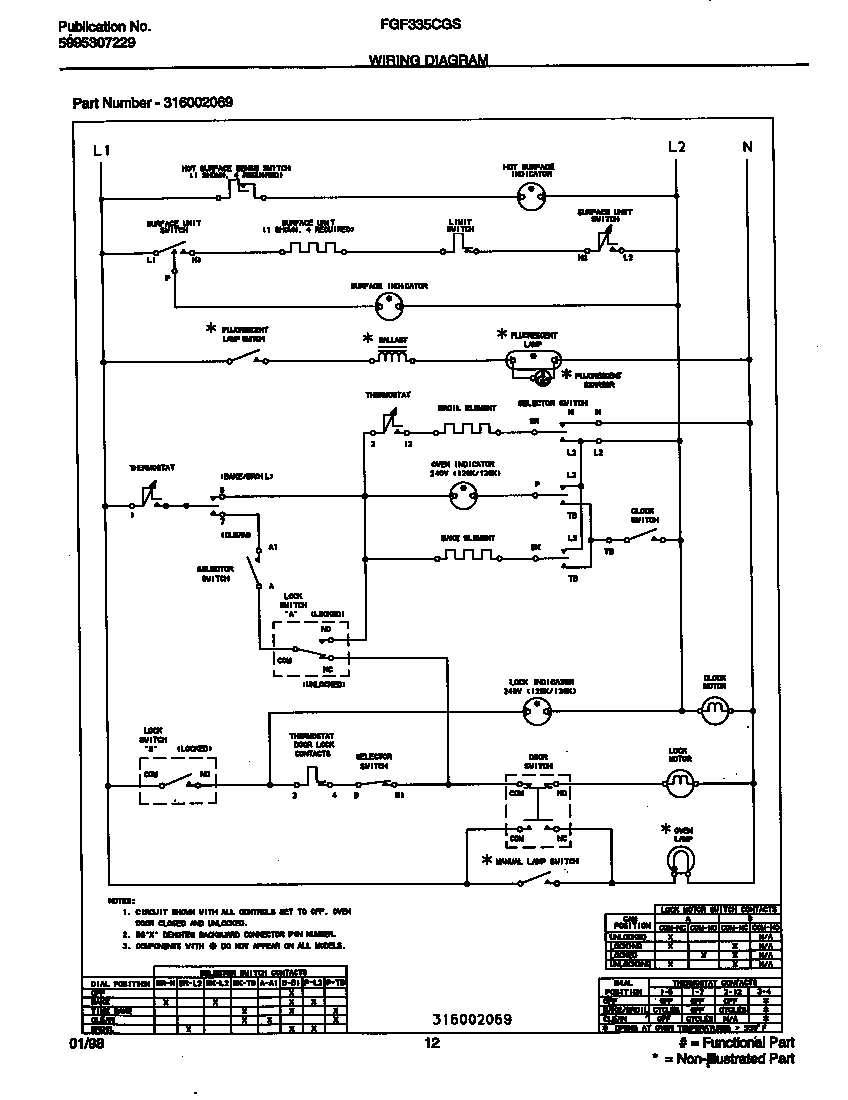 Frigidaire FGF335CGTA wiring diagram diagram