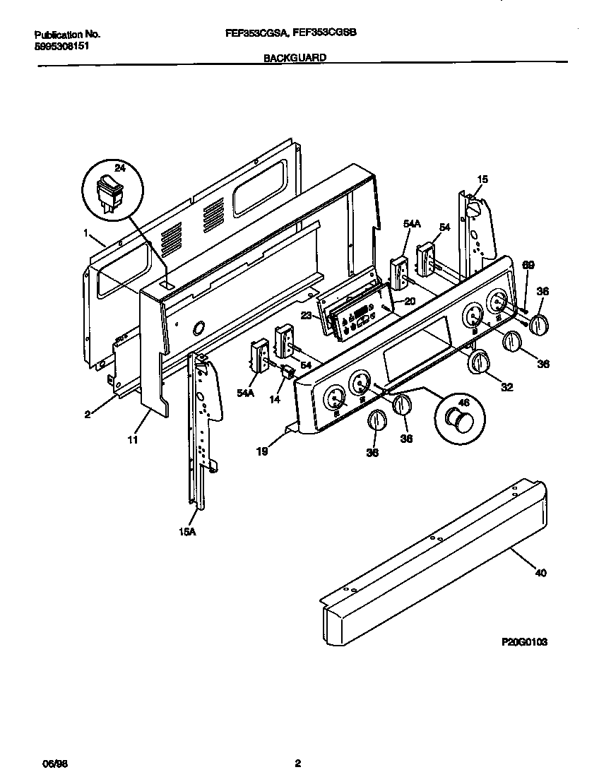 Frigidaire FEF353CGSB backguard diagram