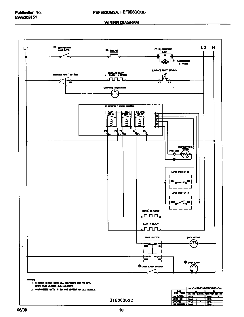 Frigidaire FEF353CGSB wiring diagram diagram