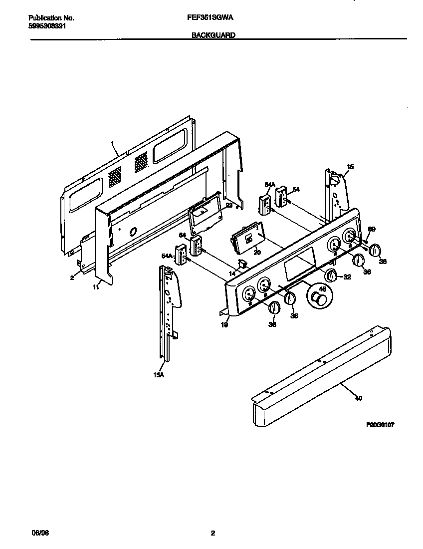 Frigidaire FEF351SGWA backguard diagram