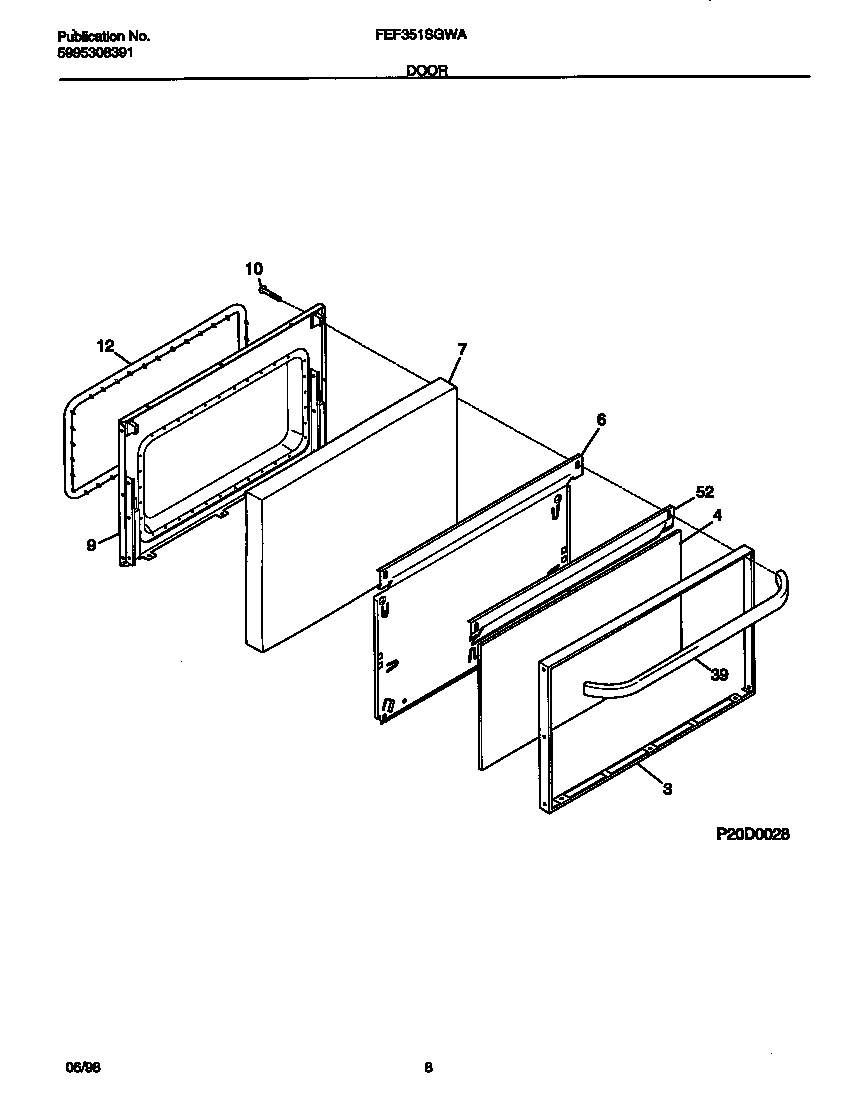 Frigidaire FEF351SGWA door diagram